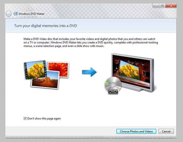 Insterfaz Windows DVD Maker