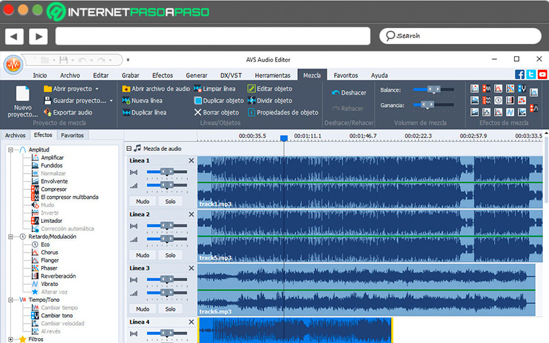 Interfaz de AVS Audio Editor