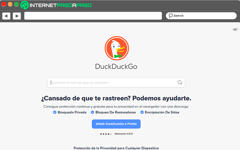 Interfaz de DuckDuckGo con busquedas seguras