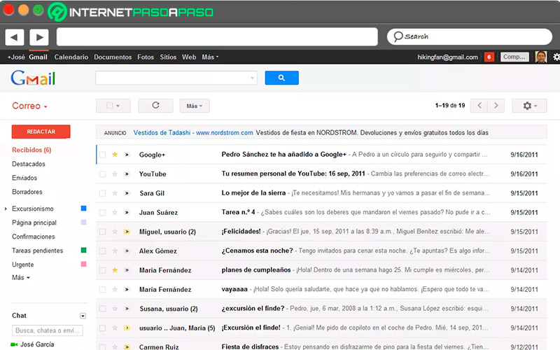 Interfaz de Gmail de Google