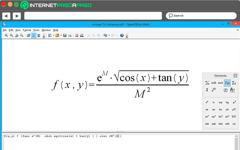 Interfaz de Math en OpenOffice