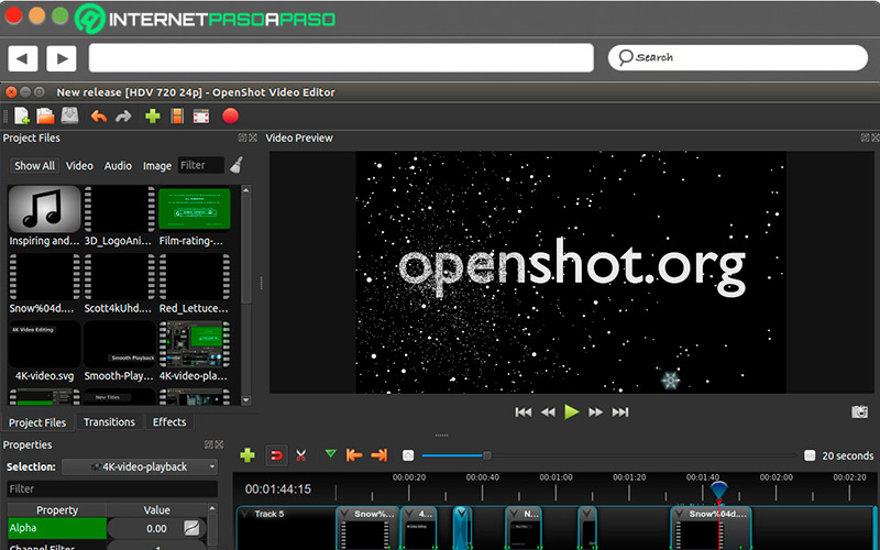 Interfaz de OpenShot
