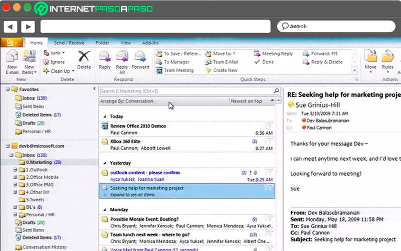 Interfaz de Outlook 2010