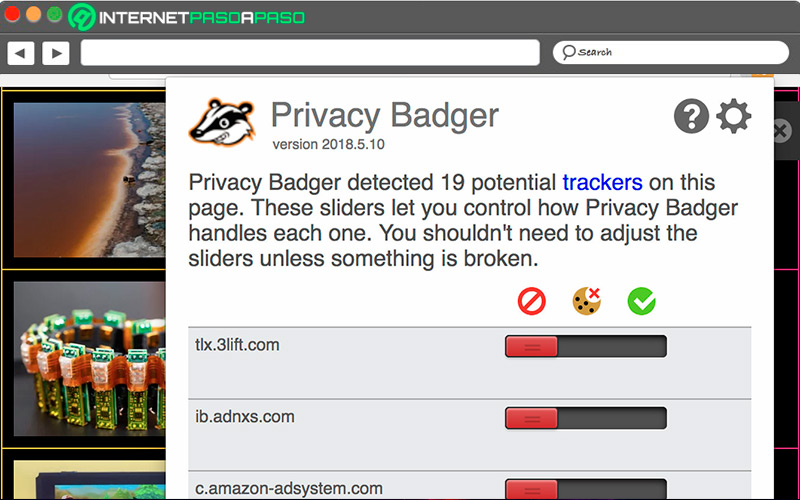 Interfaz de Privacy Badger en Linux