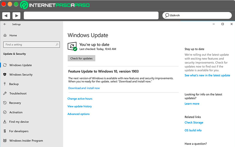 Interfaz de Windows Updater