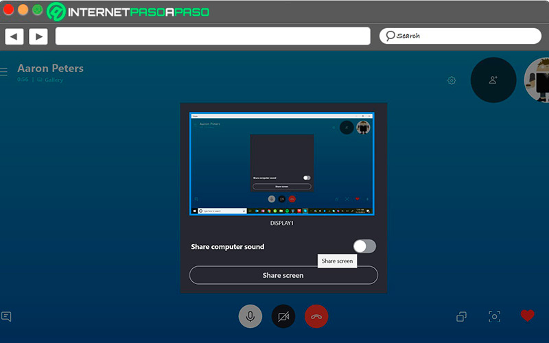 Interfaz de compartir pantalla en Skype