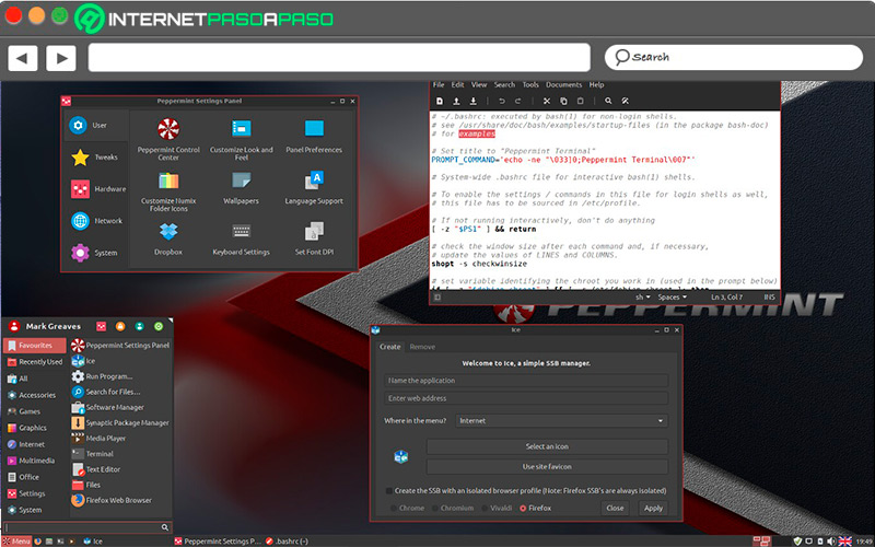 Interfaz de escritorio de Peppermint OS