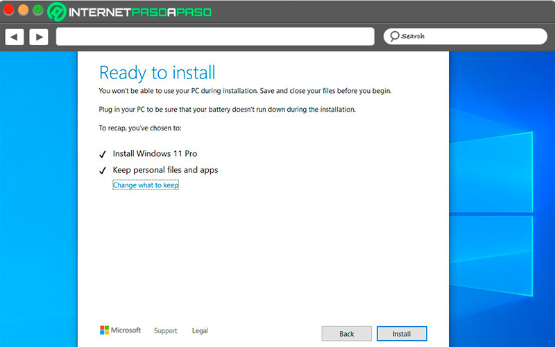 Interfaz de instalacion de Windows 11