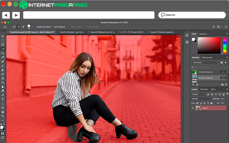 Interfaz grafica de PhotoShop de Adobe