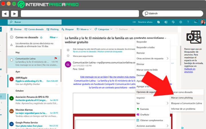 Como Desarchivar Un Correo En Outlook internetpasoapaso.com