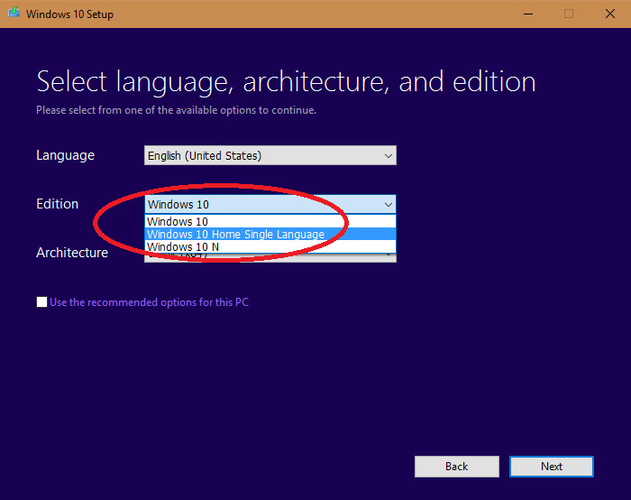 MediaCreationTool instalar Windows 10 Home