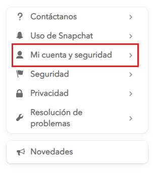 Mi cuenta y seguridad Snapchat