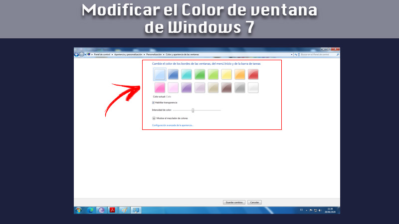 Modificar el Color de ventana de Windows 7