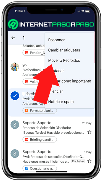 Move emails to main tray in Gmail