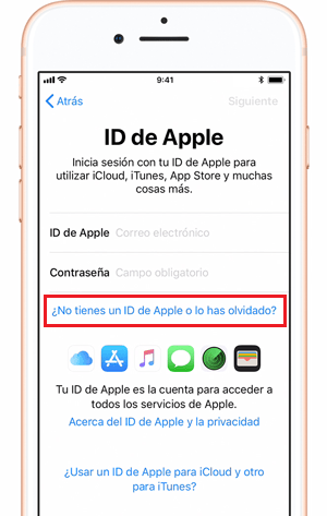 No tienes un id de Apple o lo has olvidado