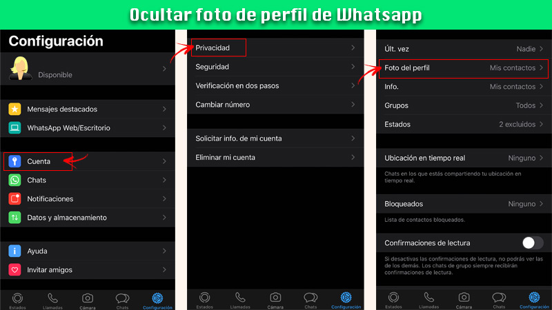 Ocultar foto de perfil de Whatsapp