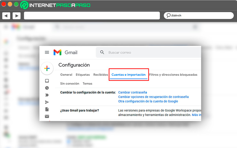 Opciones para cambiar clave en Gmail