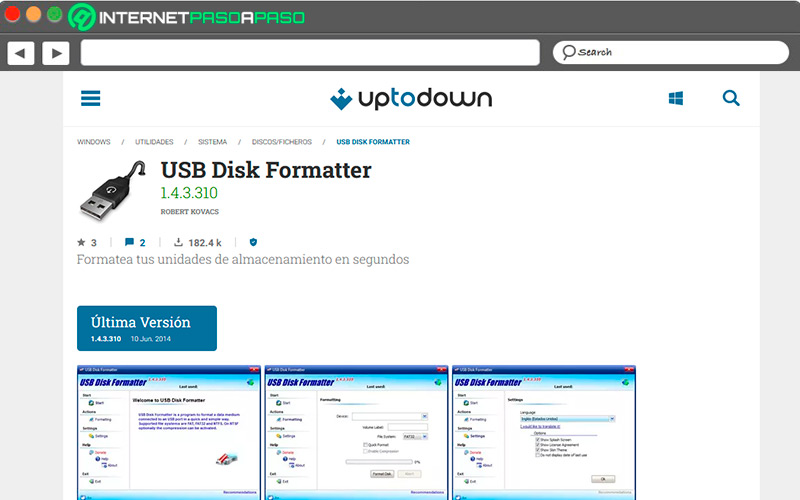 Pagina web de descarga USB Disk Formatter