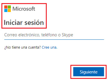 Introducir correo, teléfono o skype login Microsoft