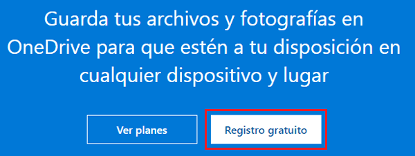 Paso 1 registro gratuito servicio Microsoft OneDrive