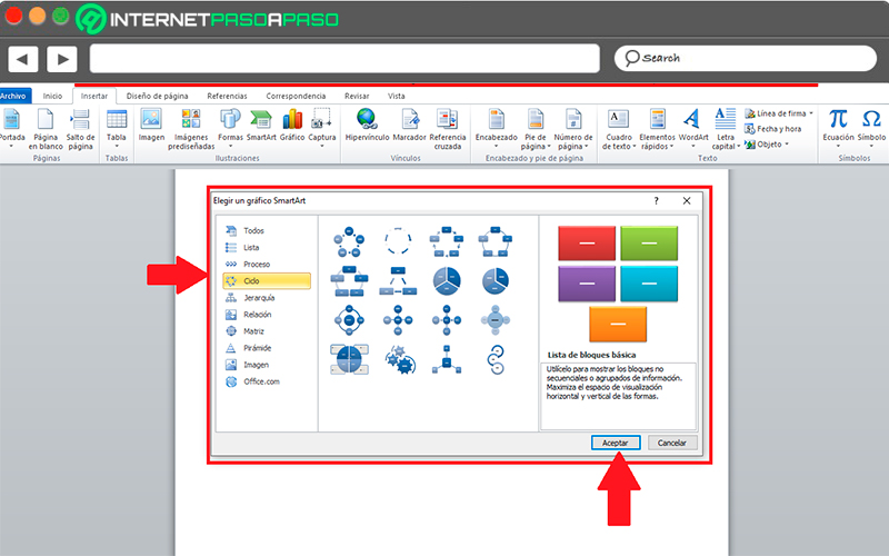 Steps to change the layout of a SmartArt graphic in Word