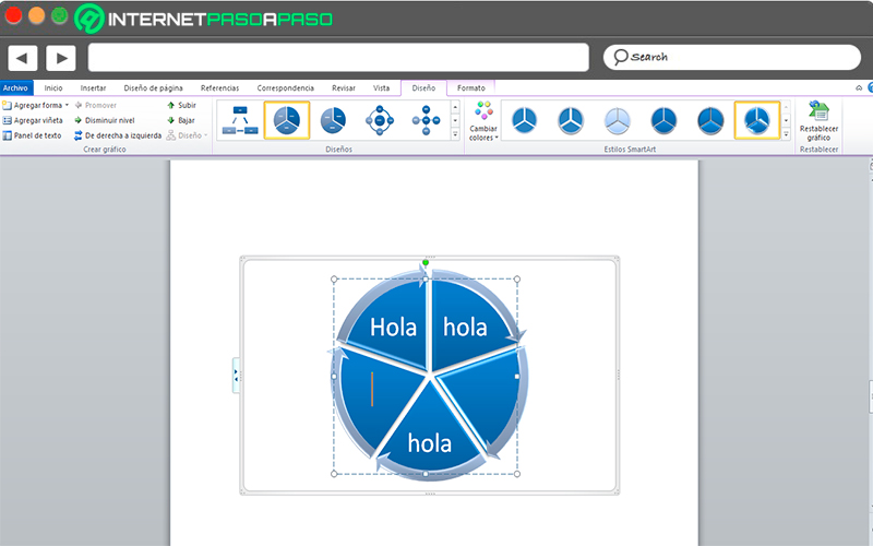 Steps to change the layout of a SmartArt graphic in Word