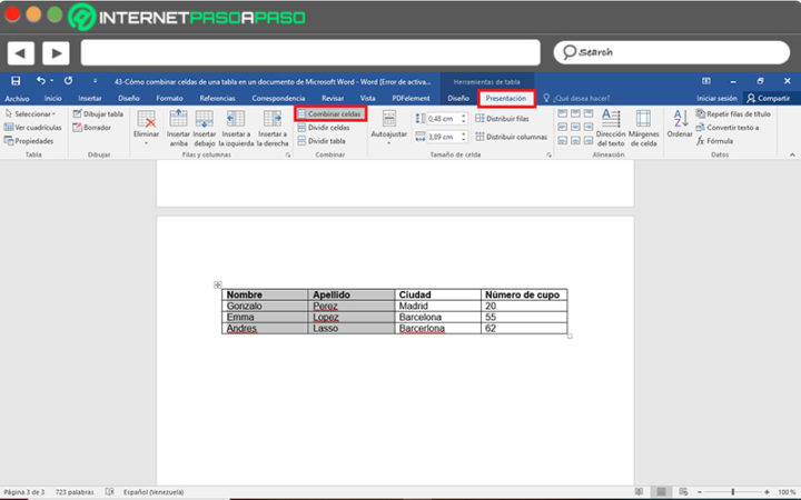 Como Combinar Celda En Word