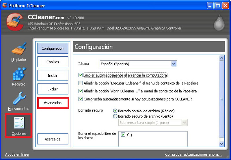 Pasos para configurar CCleaner de manera avanzada en Windows o Mac