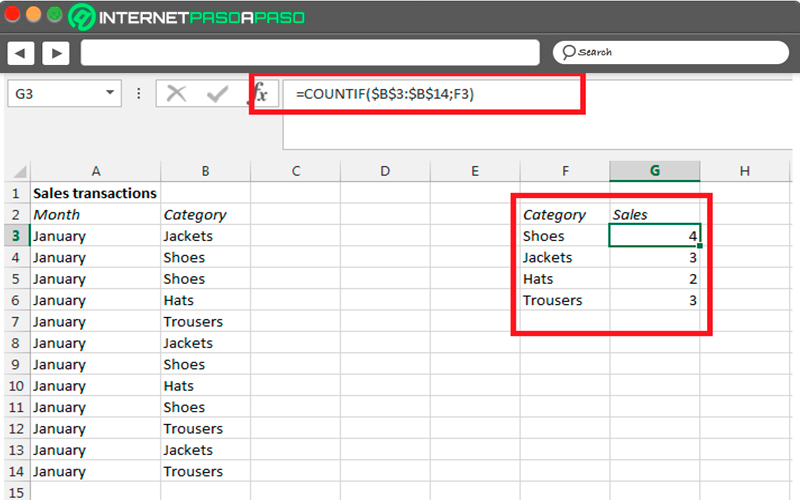 Pasos para contar números mayores de una tabla de Excel con CONTAR.SI