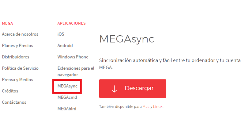 Pasos para descargar e instalar Megasync en PC
