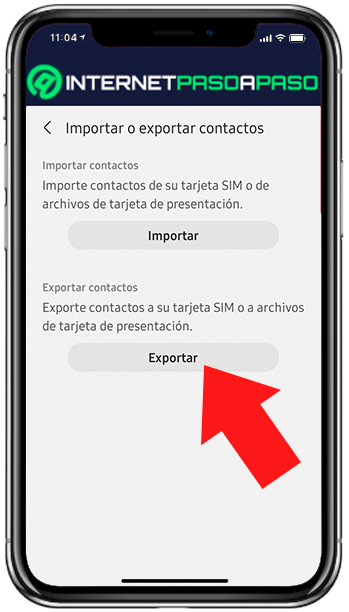 Steps to export contacts on Android