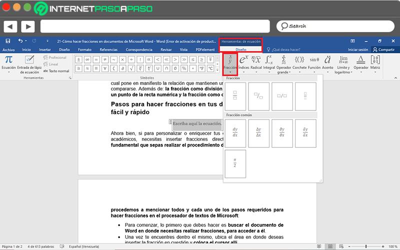 Steps to make fractions in your Word documents easy and fast