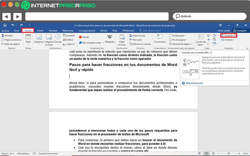 Steps to make fractions in your Word documents easy and fast