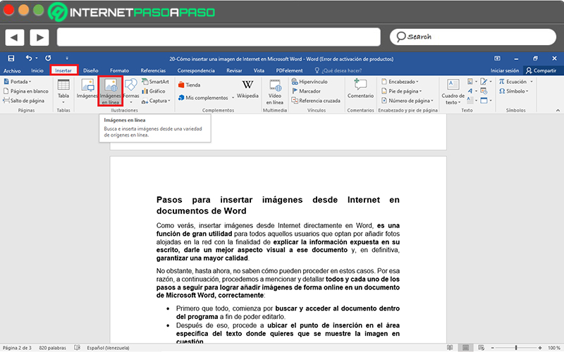 Steps to insert images from the Internet into Word documents