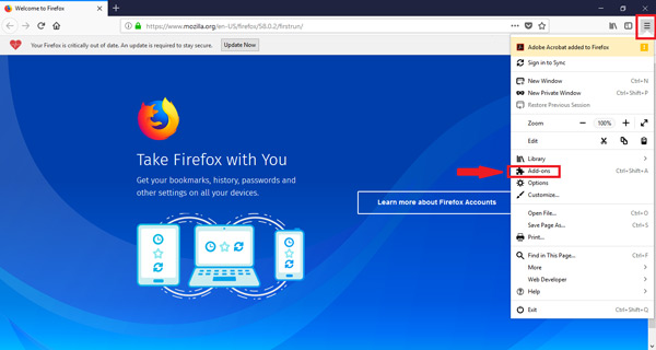 Eliminar complementos firefox