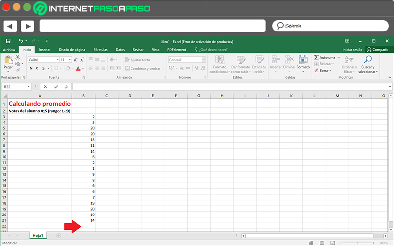 Pasos para obtener la media de un conjunto de datos en Microsoft Excel
