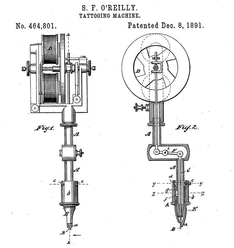 Patente de la Máquina de Tatuar Eléctrica de Samuel F. O'Reilly