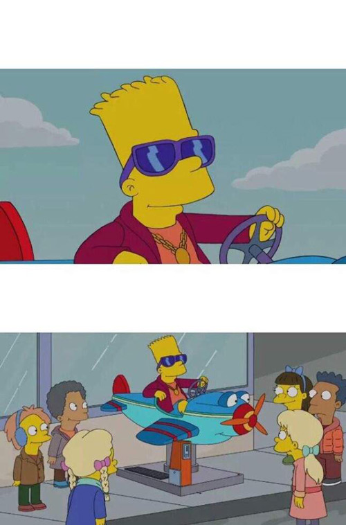 Plantilla meme Bart Simpson Conduciendo