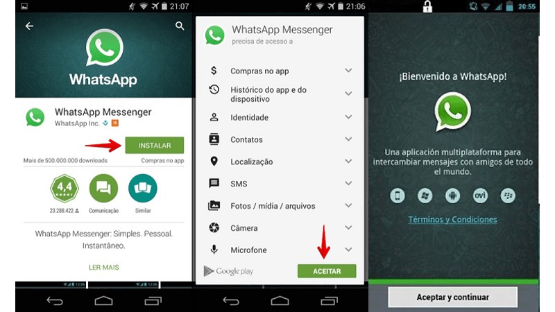 Primeros pasos para crear una cuenta en Whatsapp Messenger