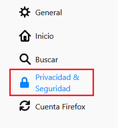 Privacidad y seguridad Mozilla