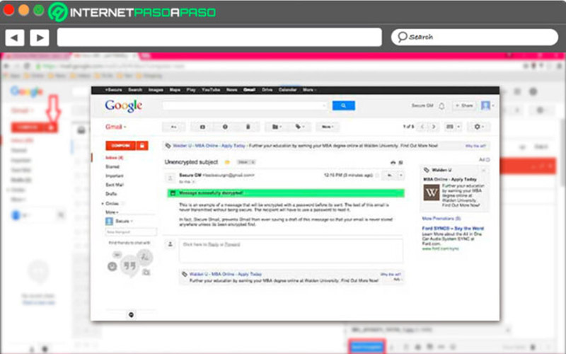 Recibir un mensaje encriptado en Gmail