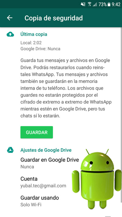 Recupera copia seguridad en Android