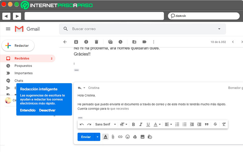 Smart compose in Gmail