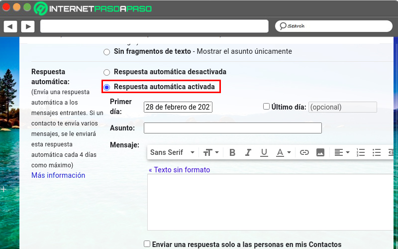 Respuesta automatica activada Gmail