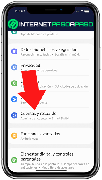 Seccion de cuentas en Android 11