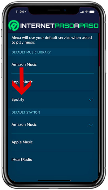 Seleccionar Spotify como proveedor de música en Alexa
