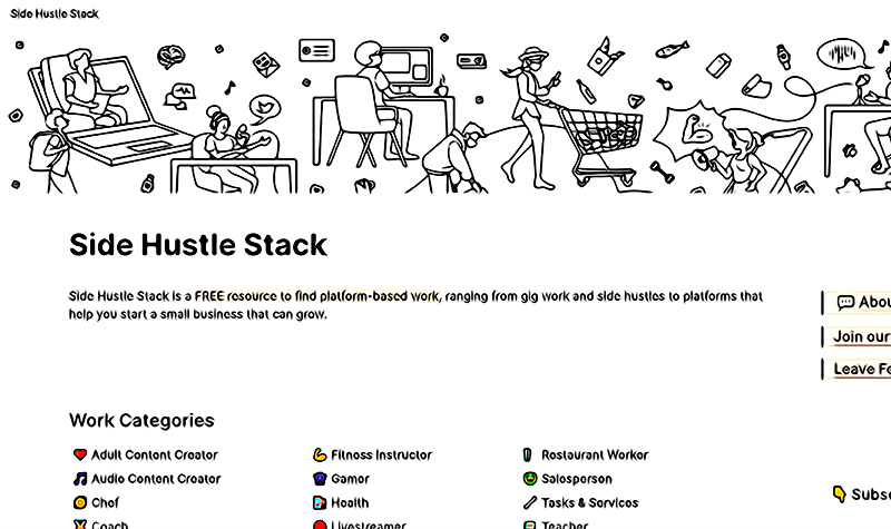 Side Hustle Stack la web que te ayuda a encontrar trabajo en plataformas online