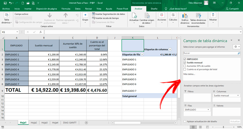 Pasos para crear una tabla dinámica en una hoja de cálculo de Excel