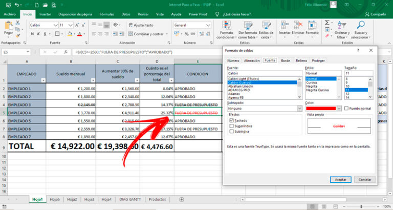 Как зачеркнуть текст в excel