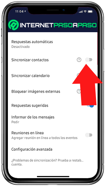 Sincronizar contactos desde la app de Outlook en Android